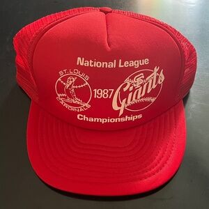 1987 National League Championships Mesh Trucker Hat St. Louis Cardinals Red